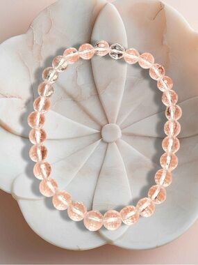 Faceted Clear Quartz Bracelet 6mm Gemstone Stretch Bracelet